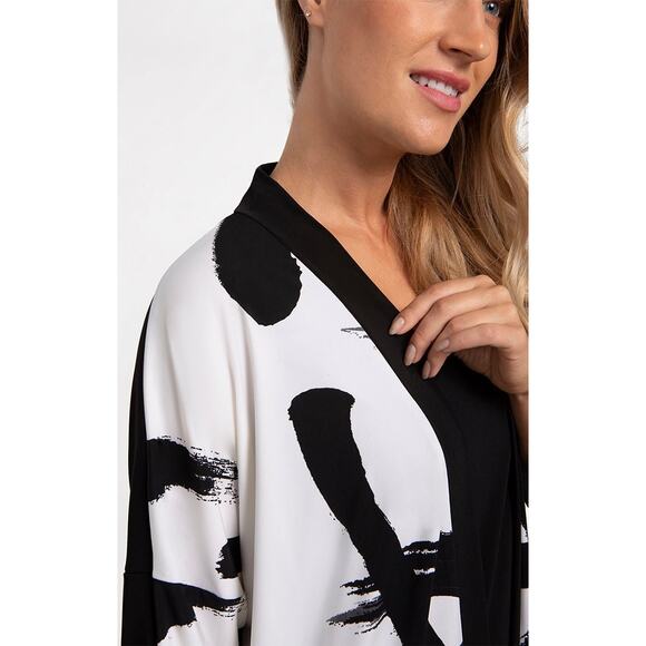 Sympli Women's Kimono Cardigan Black and White Size 10 Abstract Print NWT - Picture 4 of 4